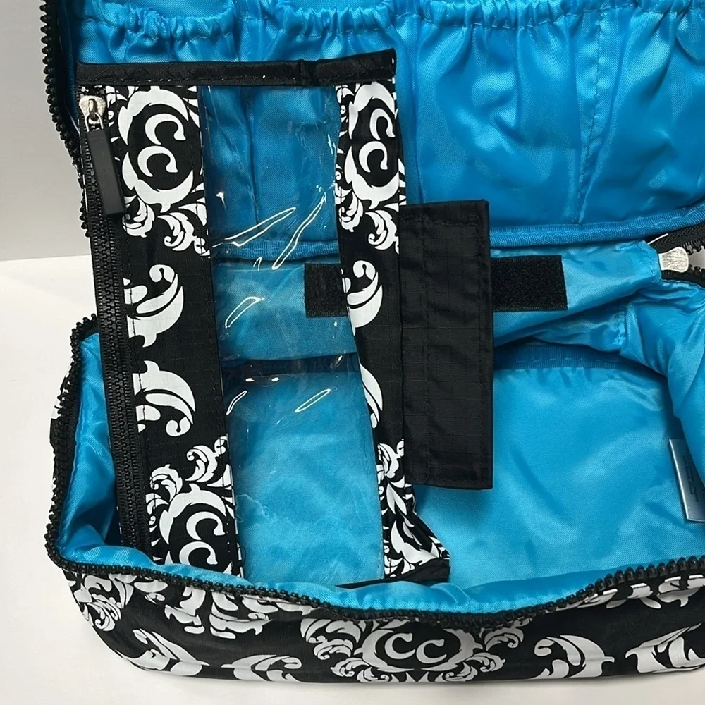 🆕 Travel Pouch for Makeup, Tech, Chargers and Much More Teal Black White
